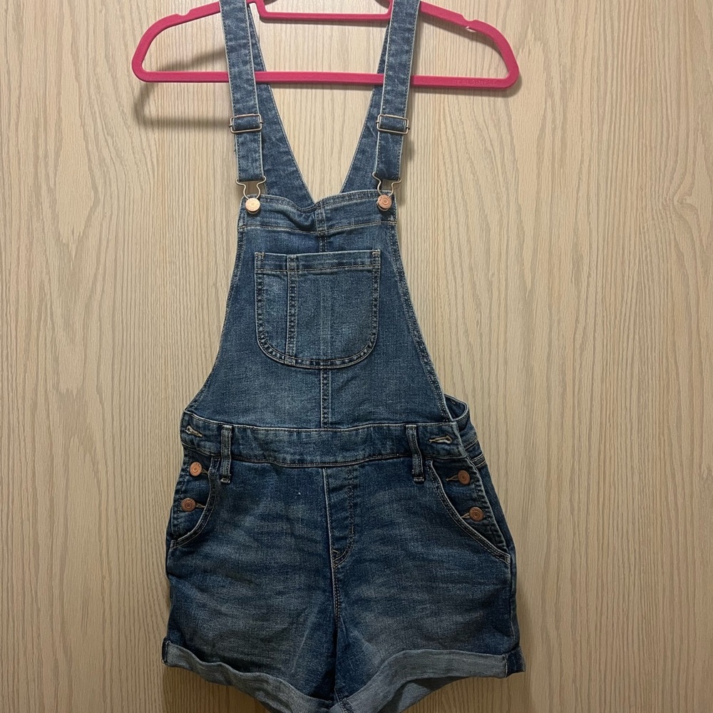 Denim short overalls